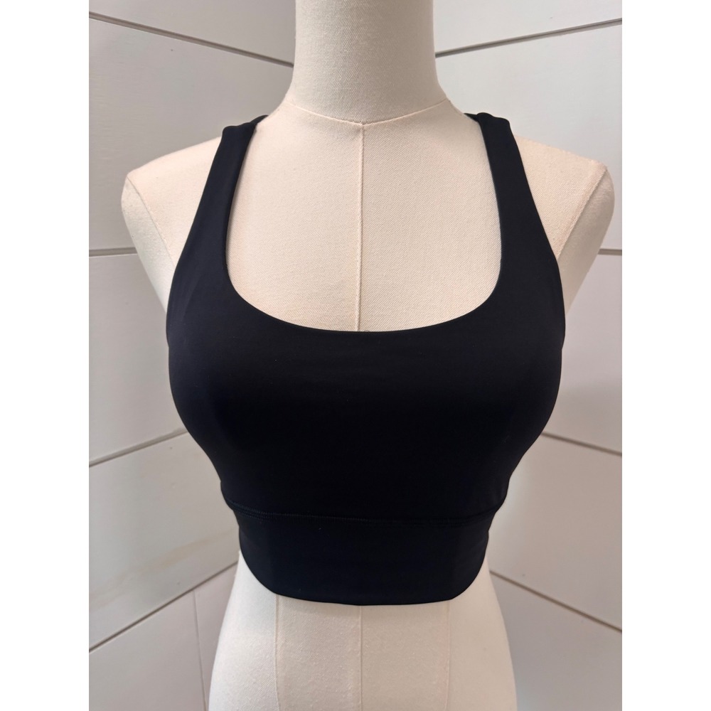 Lululemon Energy Bra Longline Womens 6 Black Excellent Strappy Back Sports Bra